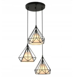 Lampa wisząca potrójna LOFT DIAMENT czarna okrągłe mocowanie DL