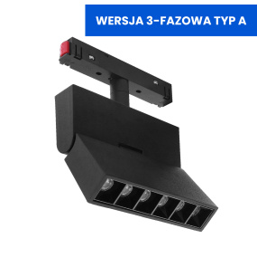 Oprawa z diodami do szyn magnetycznych łamana 6W 4000K TYP A DDCX-GDZD6 czarna DL