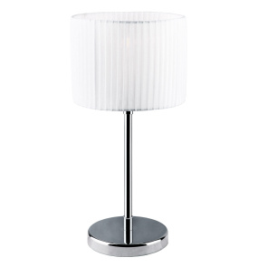 Lampa stołowa CONRAD T0010 chromowana oprawa z abażurem z tkaniny MAXLIGHT