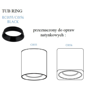 MAXLIGHT RC0155/C0156 BLACK PIERŚCIEŃ OZDOBNY CZARNY do TUB