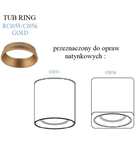 MAXLIGHT RC0155/C0156 GOLD PIERŚCIEŃ OZDOBNY ZŁOTY do TUB