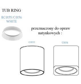 MAXLIGHT RC0155/C0156 WHITE PIERŚCIEŃ OZDOBNY BIAŁY do TUB