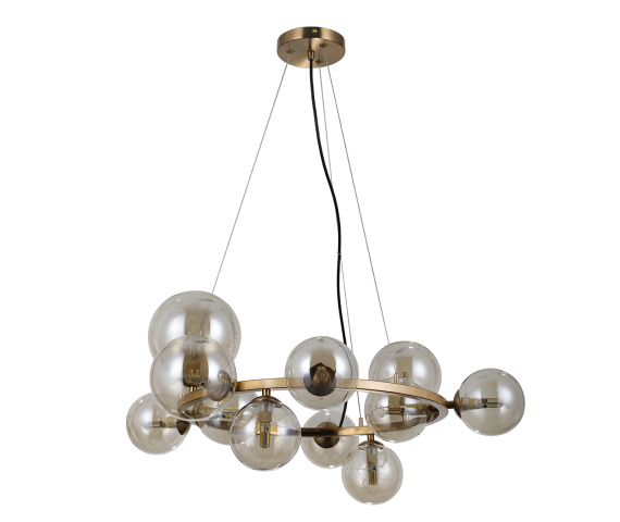 Lampa wisząca Canello PND-406007-11-HBR oprawa w kolorze mosiądzu z bursztynowymi kloszami ITALUX