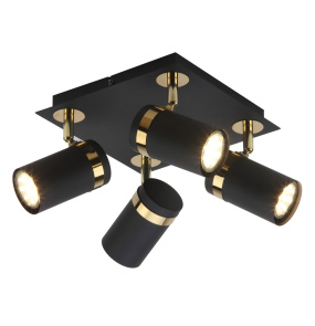 Lampa sufitowa Verano SPL-2031-4 oprawa w kolorze czarnym z elementami złota ITALUX