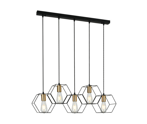 Lampa wisząca Aina PND-74889-5-BK oprawa w kolorze czarnym ITALUX