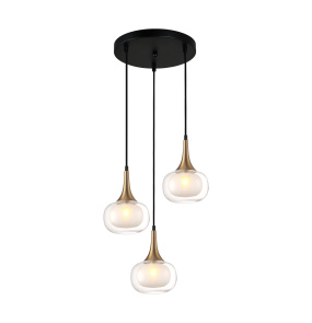 Lampa wisząca Konila PND-99709-3A-BRO-CL oprawa w kolorze mosiądzu ITALUX