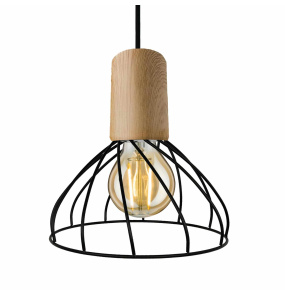 Lampa wisząca Moderno LP-1221/1P S E27 BK oprawa w kolorze czerni i drewna LIGHT PRESTIGE