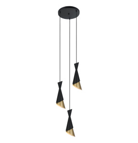 Lampa wisząca Malia PND-85949-3 BK+GD oprawa w kolorze czerni i złota ITALUX