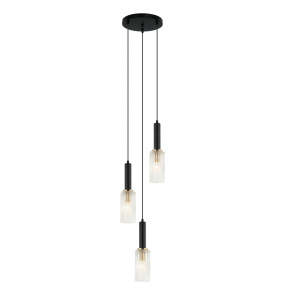 Lampa wisząca Perola PND-43309-3 BK+BR oprawa w kolorze czarnym z elementami złota ITALUX