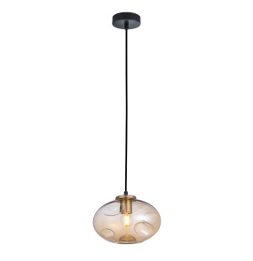 Lampa wisząca Hatella PND-112038-1-BRO+AMB oprawa w kolorze czarnym z elementami miedzi ITALUX