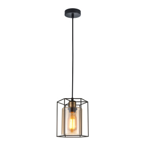 Lampa wisząca Kalula PND-78901-1-BK+AMB oprawa w kolorze czarnym ITALUX