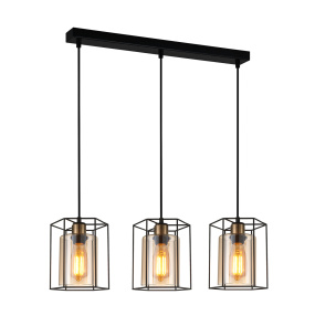 Lampa wisząca Kalula PND-78901-3-BK+AMB oprawa w kolorze czarnym ITALUX