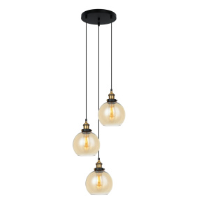 Lampa wisząca Cardena MDM-4330/3 GD+AMB oprawa w kolorze czarnym z elementami złota ITALUX