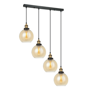 Lampa wisząca Cardena MDM-4330/4 GD+AMB oprawa w kolorze czarnym z elementami złota ITALUX