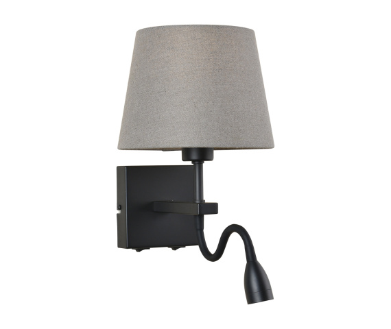 Kinkiet Norte WL-1122-2-BL-BM-RO-GR oprawa w kolorze czarnym z szarym abażurem ITALUX