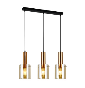 Lampa wisząca Sardo PND-5581-3-BRO+AMB oprawa w kolorze mosiądzu ITALUX