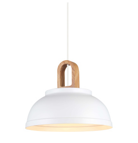 Lampa wisząca Danito MDM3153/1M W oprawa w kolorze białym z elementami drewna ITALUX