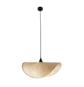 Lampa wisząca KOSHI I P0498 oprawa w kolorze czarnym z rattanowym abażurem MAXLIGHT