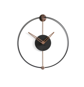 Zegar ścienny NANO NEGRO NOGAL NANONN w kolorze czerni i drewna orzechowego NOMON
