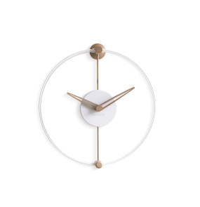 Zegar ścienny NANO BLANCO ROBLE NANOBR w kolorze bieli i drewna dębowego NOMON