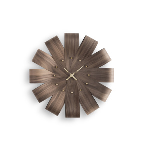 Zegar ścienny CICLO NOGAL CINI w kolorze drewna orzechowego i mosiądzu NOMON