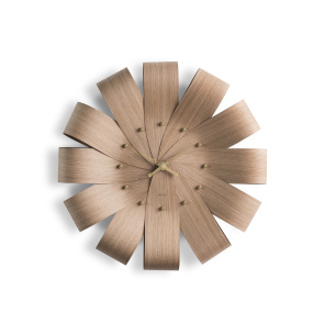 Zegar ścienny CICLO ROBLE CIRI w kolorze drewna dębowego i mosiądzu  NOMON