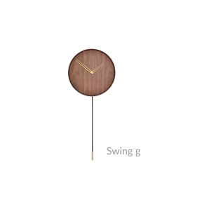 Zegar ścienny SWING G SWID w kolorze drewna orzechowego i mosiądzu NOMON
