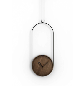 Zegar ścienny COLGANTE NOGAL COLGB00N w kolorze drewna orzechowego i czerni NOMON