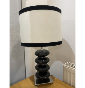Lampa stołowa Onyx Black Elstead Lighting designerska oprawa w kolorze czarnym z białym abażurem