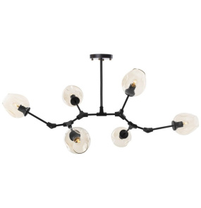 Lampa wisząca MODERN ORCHID-6 130 ST-1232-6 oprawa w kolorze czarnym z bursztynowymi kloszami Step Into Design