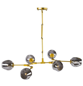 Lampa wisząca MODERN ORCHID-6 130 ST-1232-6 GOLD oprawa w kolorze złotym z dymionymi kloszami Step Into Design
