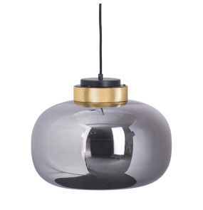 Lampa wisząca BOOM 35 9969P/B smoky oprawa w kolorze czerni i mosiądzu z dymionym kloszem Step Into Design