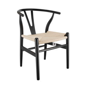 Krzesło BONBON czarno naturalne rattanowo jesionowe
