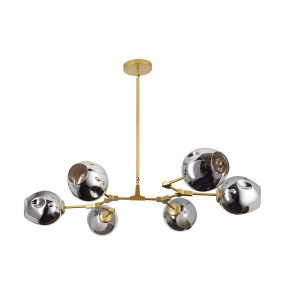 Lampa wisząca MODERN ORCHID-9 150 cm ST-1232-9 gold smoky oprawa w kolorze złotym z dymionymi kloszami Step Into Design