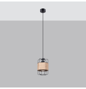 Lampa wisząca GIZUR 1 SL.1300 oprawa w kolorze czerni połączona ze sznurem SOLLUX LIGHTING