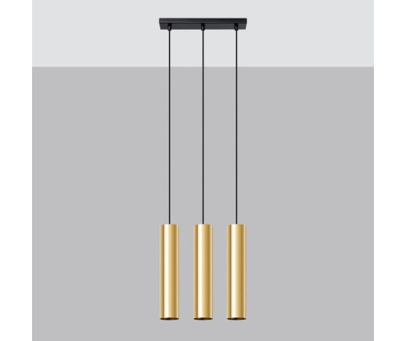 Lampa Wisząca LAGOS 3 SL.1201 oprawa w kolorze czerni i złota SOLLUX LIGHTING