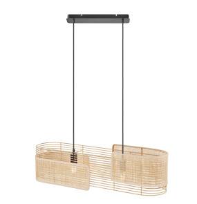 Lampa wisząca JAFFNA 2212023060 oprawa w kolorze czarnym z rattanowym abażurem NORDLUX