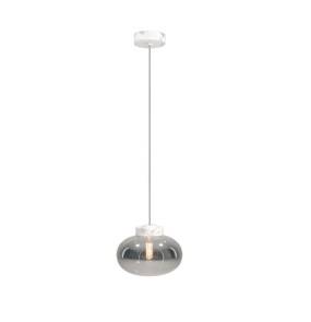 Lampa wisząca MOONSTONE P0517 oprawa w kolorze białego marmuru z dymionym kloszem MAXLIGHT