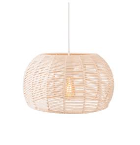 Lampa wisząca PRASLIN I P0583 oprawa w kolorze białym z beżowym abażurem MAXLIGHT