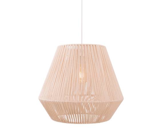 Lampa wisząca PRASLIN II P0584 oprawa w kolorze białym z beżowym abażurem MAXLIGHT