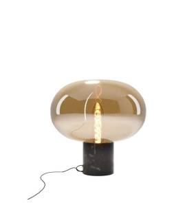 Lampa stołowa MOONSTONE T0058 oprawa w kolorze czarnego marmuru z bursztynowym kloszem MAXLIGHT