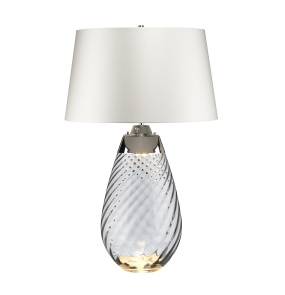 Lampa stołowa LENA LENA-TL-L-SMOKE-OWSS oprawa w dymionym kolorze z białym abażurem ELSTEAD LIGHTING