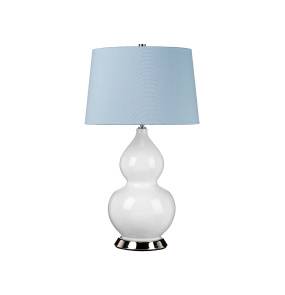 Lampa stołowa ISLA ISLA-PN-TL-BLUE oprawa w kolorze bieli i polerowanego niklu z jasnoniebieskim abażurem ELSTEAD LIGHTING