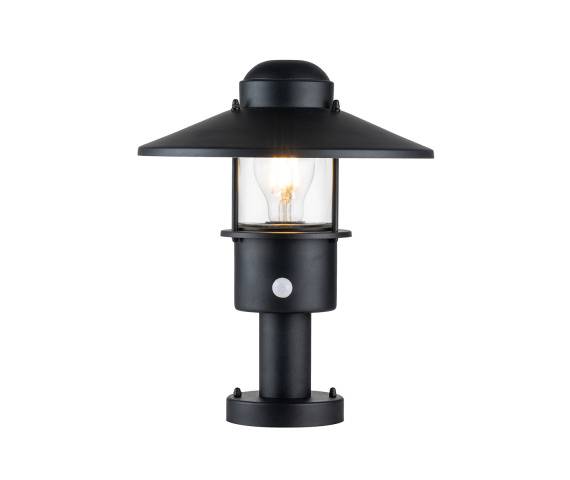 Zewnętrzna lampa stojąca KLAMPENBORG KLAMPENBORG-PED-PIR-BK oprawa w kolorze czarnym z czujnikiem ruchu ELSTEAD LIGHTING