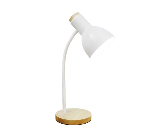 Lampka biurkowa SM-W02-WH oprawa w kolorze bieli i drewna ZUMA LINE