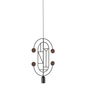 Lampa wisząca WOODEN DOTS WDBNS04_GRAPHITE_COLOR oprawa w kolorze grafitowym z elementami drewna orzechowego NOMON