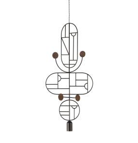 Lampa wisząca WOODEN DOTS WDBNS15_GRAPTIHE_WALNUT oprawa w kolorze grafitowym z elementami drewna orzechowego NOMON