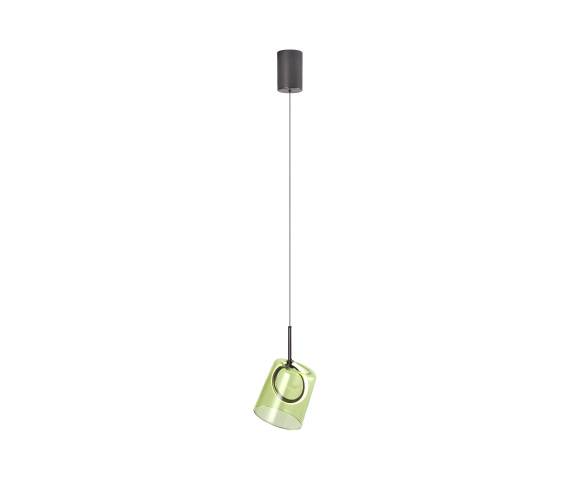 Lampa wisząca ZULA 2541-43 oprawa w kolorze czarnym z zielonym kloszem ZUMA LINE by Paul Neuhaus