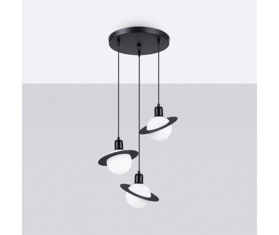 Lampa wisząca HYPERION 3PSL.1359 oprawa w koloże czarnym z białymi kloszami SOLLUX LIGHTING