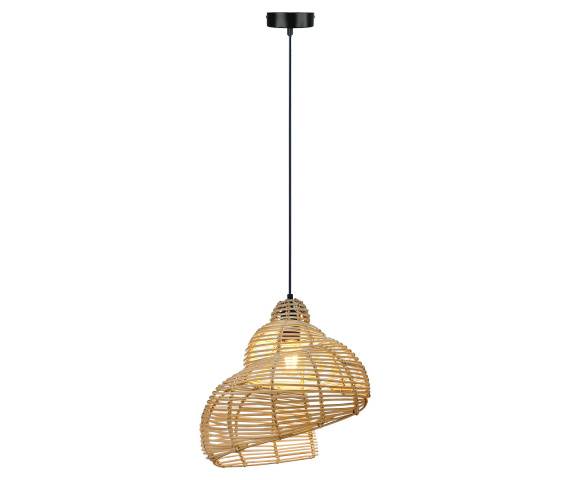 Lampa wisząca SHELLA  LP-1806/1P 40cm oprawa w kolorze czarnym z ratanowym abażurem LIGHT PRESTIGE